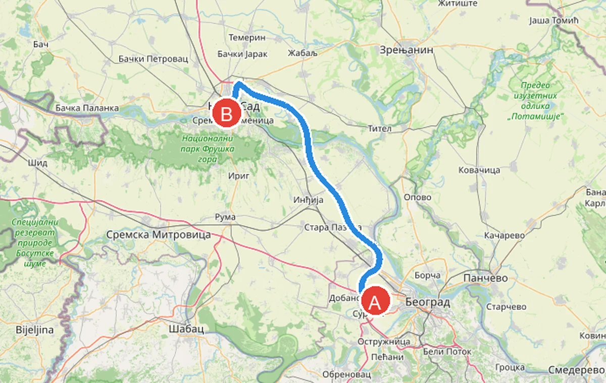 Belgrade Airport to Novi Sad Transfer 4 - Belgrade Airport to Novi Sad transfer Approximate driving route from Belgrade Airport to Novi Sad