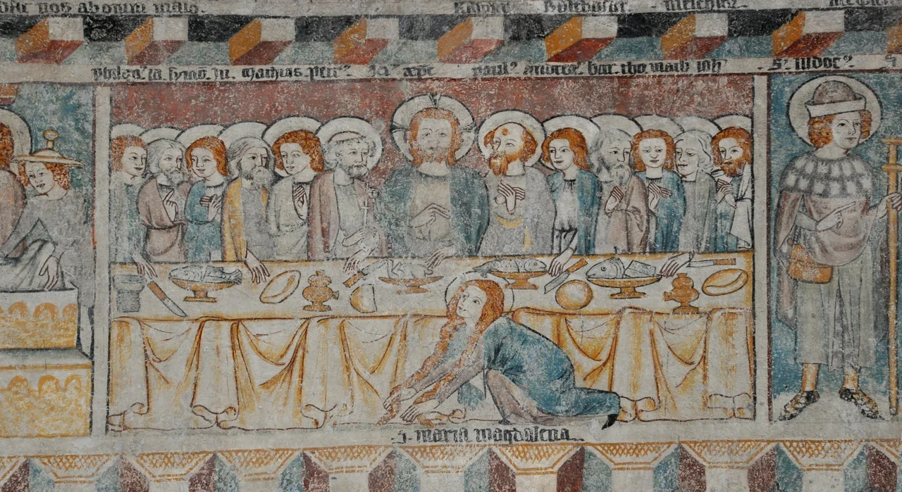 Historic frescoes in St. Martin's Chapel in the Oberstadt district of Bregenz