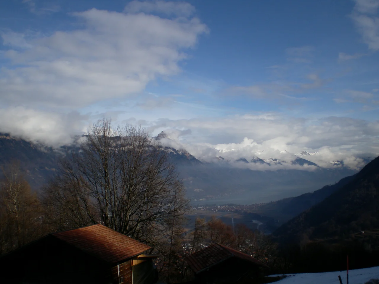 Interlaken and Lake Brienz viewed from the direction of Saxeten