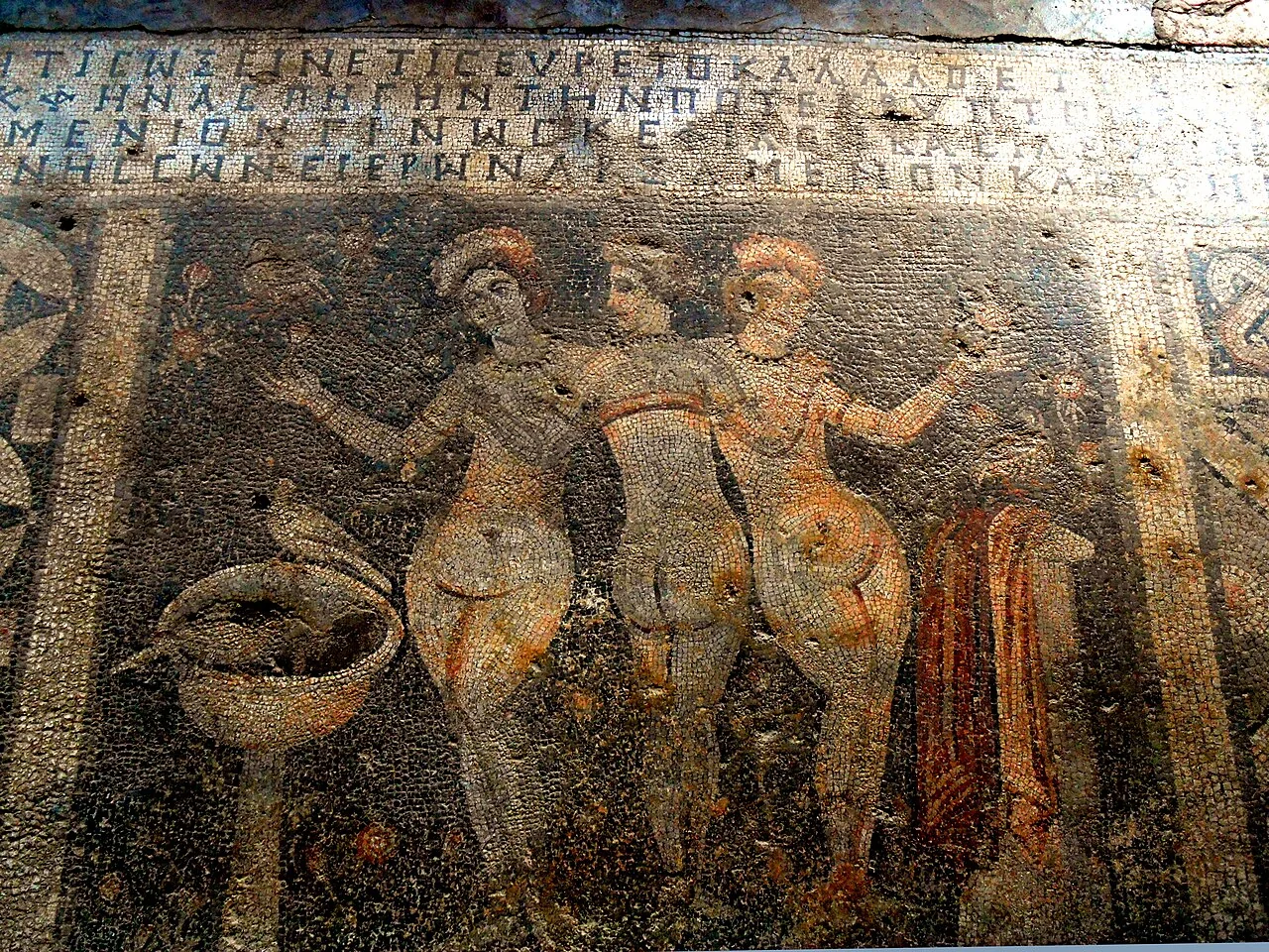 Three Graces mosaic at Narlıkuyu Museum